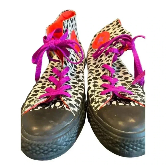 CONVERSE ALL STAR high top animal print with neon accent size 8 - Picture 6 of 9